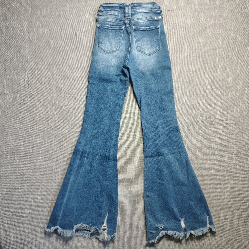 KanCan Maurices Jeans Girls Size 23x29 Flare High Rise Button Fly Ripped Stretch - Picture 9 of 13